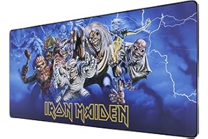 Subsonic Iron Maiden - Alfombrilla Antideslizante XXL 90 x 40 cm con Acabado de Cuentas - Licencia Oficial
