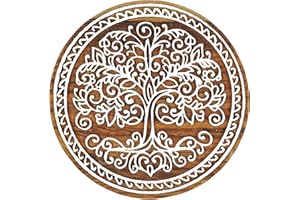 IBA Indianbeautifulart Textile Printing Block Tree of Life Hand Carved Wooden Stamp Wood Block Printing Textile Stamp for Fabric/Pottery Blocks- 5 Inches