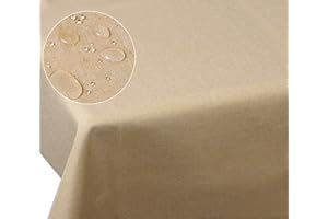 Laneetal Mantel para Mesa de jardín Lino Rectangular Resistente al Calor Polvo y Moho 135x200cm 100% Buenacalidad poliéster para Exterior Cocina Balcón Arena