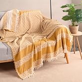 RAYME TEXTILE Luxury 100% Cotton Sofa Shawl TV Blanket, Wide 130x170 cm High Quality Cotton Fabric Decorative Sofa Atm