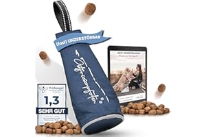 Ostfriesenpfoten® - extrem strapazierfähiger Futterbeutel 'Enno' | ohne Metallösen | Dunkelblau | Größe S | geeignet für alle Hunderassen - waschbarer Futterdummy inkl. eBook für Ihr Agility-Training