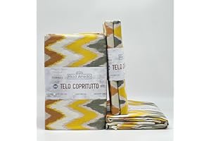 Riad Arredo Telo Arredo Copridivano Copritutto Moderno - Granfoulard Arredo Copriletto in Cotone Varie Fantasie - Tela Robusta Resistente Made in Italy (Lines Yellow, 2 Piazze - 250x280 cm)