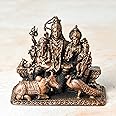 Copper Idols India - By Bhimonee Decor, 2.5 inches, Copper Handmade Shiva Parivar Idol, 310 Grams, Patina Antique Finish, Pack of 1 Piece