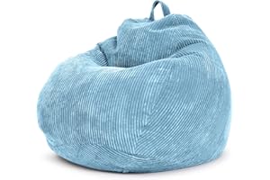 Green Bean© Poltrona a sacco da interno 90x110cm Imbottitura EPS & Velluto a coste morido accogliente lavabile - Cuscino Pavimento Lounge Sedia Sgabello Relax Pouf Bambini Adulti Blu chiaro BabyBlu