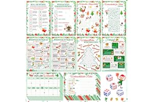 HOWAF Weihnachtsspiel, 50 Blatt Spiele Weihnachten, Weihnachtsquiz, Stadt Land Weihnachten, Weihnachtsrätsel, usw. Gesellschaftsspiele Partyspiel Weihnachten Familienspiele für Erwachsene & Kinder