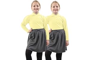 WOOD QUAIL 2 Pack Girls’ Polo Shirts – School Uniform Tops for Kids (Short or Long Sleeve, Ages 4–12)