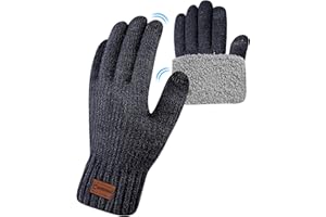 CAOZITOU Handschuhe Herren, WinterHandschuhe Damen Warme mit Fleecefutter, Alpaka Wollhandschuhen Touchscreen Thermo Thicken Stricthandschuhe