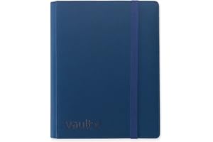 Vault X Premium Exo-Tec Strap Binder - 9 Pocket Trading Card Album Folder - 360 Side Loading Pocket Binder for TCG (Blue)
