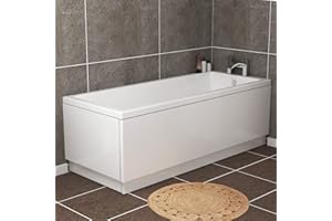 ROYAL BATHROOMS Turin High Gloss White Wooden MDF Front Side & End Bath Panel Set with Adjustable Plinth - 1700 and 700mm