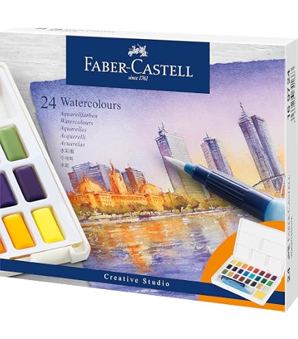 Faber-Castell 169612 - Colori ad acquerello Creative Studio, 12 tubetti da 9 ml ciascuno, inclusa tavolozza di miscelazione