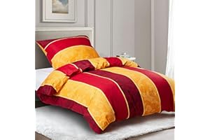 ‎HENGWEITEXT HENGWEI Bettwäsche-Set 135x200 cm, 100% Baumwolle Oeko-TEX Zertifiziert, Atmungsaktiv & kuschelig, mit Reißverschluss Bettbezug 135x200 + Kissenbezug 80x80, Orange Blumen Streifen 120 g/m²