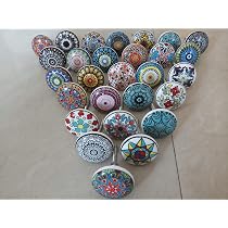 Pomelli Per Porte In Ceramica Handmade – Design Mandala Colorato, Confezione Da 20 Pezzi