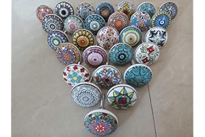 12 x Mix Vintage Look Blume Keramik Knöpfe Türgriff Schrank Schublade Schrank Pull KNOBSWORLD Mandala Design