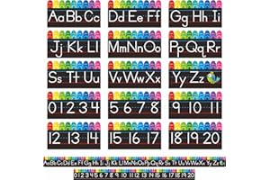 GETHELUD Lot de 15 tableaux d'affichage alphabétiques découpés en forme de crayon - 26 lettres majuscules et minuscules + chiffres de 0 à 20 - Pour maternelle, salle de classe, salle de jeux, chambre à coucher