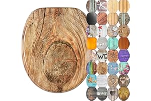 Sanilo Abattant WC avec frein de chute, Grande sélection de lunettes de toilette en bois, Finition de haute qualité (Rustique)