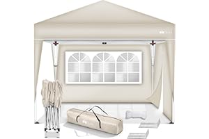tillvex Gazebo 3x3m impermeabile | Gazebo pieghevole pop-up regolabile in altezza | Tenda da giardino protezione UV 50+ | Tenda Padiglione con borsa (Beige - con 2 Laterali)