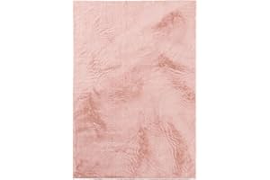 benuta Basic Alfombra Salon Furry - Rosa 230x330 cm - De Piel sintética - Suave para Sala y Dormitorio - Base Antideslizante - Lavable - Compatible con calefacción bajo Suelo