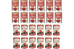 Testpaket Pomodori Pelati Italiani Mutti skalade tomater + italiensk gourmet italienska skalade tomater (24 x 400 g)
