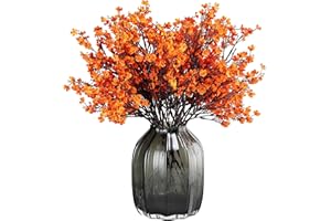 JAKY-Global Babys Atem Orange Seide künstliche Blumen 6 Bundle Europäische gefälschte Seidenpflanzen Dekoration Hochzeit Party Dekoration Blumensträuße Real Touch DIY Home Garden (Orange 6pcs)
