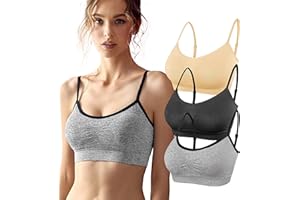 SHEKINI Reggiseno Sportivo Senza Ferretto Canotta Donna con Imbottita Rimovibili con Spalline Regolabili Senza Cuciture Pack 3 Pezzi Yoga Running