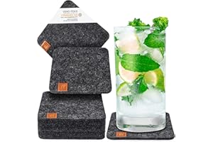 ‎MIQIO Miqio® Design Filzuntersetzer rund oder eckig für Gläser | Nachhaltige Oekotex Glasuntersetzer aus Filz | 10 Untersetzer für Getränke, Kerzen, Tassen, Bar, Glas | Tisch Deko