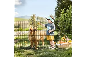 Thealyn Ogrodzenie ogrodowe, wysokość 81 cm x 71 cm szerokości (5 paneli, całkowita długość 3,5 m) bez kopania na zewnątrz, nierdzewne, metalowe, dekoracyjne ogrodzenie graniczne dla psa, zwierząt, na