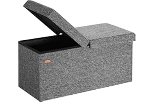 CASARIA® 100L Storage Bench | Foldable Footstool | Fabric Ottoman with Lid | 300kg Load Capacity | Comfortable Padding | Versatile Use for Living Room, Bedroom, or Hallway | Dark Grey