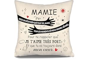 AOSUMIN Voici un câlin rien que pour toi mamie pour les moments où nous sommes séparés Pour te rappeler que je t’aime très Housse de coussin pour Grand-mère Anniversaire Fête des mères Cadeau de Noël (mamie)