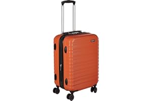 Amazon Basics Equipaje de mano rígido expandible: maleta de viaje ABS con 4 ruedas giratorias dobles; diseño ligero y resistente a los arañazos, 37,5 x 25,5 x 55 cm, naranja cálido