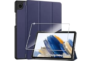 ROJEUINN Hülle für Samsung Galaxy Tab A9 8.7 Zoll Tablette 2023 Case Cover+1 Stücks Schutzglas Schutzfolie,Superleicht Dreifach Falt Klapp Schutzhülle Case - Blue