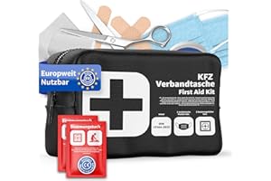 AUTOGADGET Verbandstasche Norm 2026 - KFZ mit Beatmungstücher - Verbandskasten Auto - DIN13164:2022 - Erste Hilfe Set - Verbandskasten StVO konform (Schwarz)
