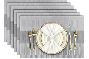 Aofmee Placemats Set of 6, Heat Resistant Table Mats, Washable PVC Place Mats, Woven Vinyl Plastic Placemats for Dining Table, Non-Slip Stain Resistant Kitchen Table Placemats Easy to Clean