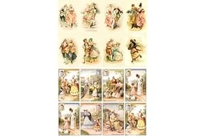 Decoupage Paper Pack (20 Sheets 10 x 15 cm) Victorian Lady Gentleman and Kids FLONZ Vintage Retro Trading Card