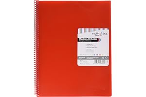 Grafoplás 39833351 | Carpeta Espiral con 30 Fundas Transparentes A4 | Color Rojo | Espiral PVC | Tapas Polipropileno | Gomas de Cierre | Maxiplás Multiline
