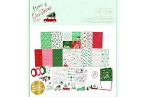 Violet Studio Home for Christmas Card Making Kit - Card Making & Stamping Style Includes Card Blanks, Printed Papers & Embellishments - Huge Xmas Craft Set with Over 400 Pieces