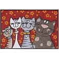 Salonloewe Fußmatte Springtime 50x75cm - Bunte Blumen Katzen Design Allergiker