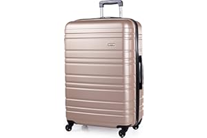 A2B ABS Hard Shell 30 Inch Suitcase - Travel Luggage with 4 Spinner Wheels | Telescopic Drag Handle | Hard Sided Suitcases Weighing 4.3kg Cap 96L Height 76.5cm (Champagne, Large)