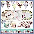 Talking Tables Floral Tableware Set & Vintage Afternoon Tea Party Decorations for 16 Guests | Paper Plates and Napkins, Teacups, Bunting & Tablecloth | for Birthday, Mother's Day, Baby Shower