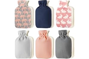 CityComfort Bouillotte Eau Chaude avec Housse en Polaire Douce Motif Fantaisie, Bouillotte Caoutchouc Naturel 2L - en Sélection Aléatoire