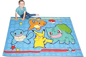 Franco, Tappeto antiscivolo per camera dei bambini, 175,3 x 132,1 cm, motivo: Pokemon