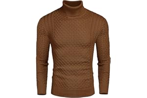 COOFANDY Jersey Hombre Cuello Alto Invierno Sueter Manga Larga Cuello Vuelto Jersey de Punto Sweater Ajustado