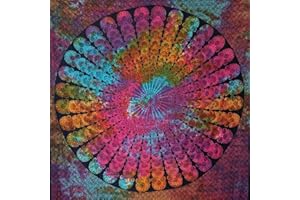 MOMOMUS Mandala Wandteppich Hippie, Boho oder Psychedelic XXL - Tie-Dye, 100% Baumwolle, Einzigartige Muster - Mehrfarbig, 210X230 cm