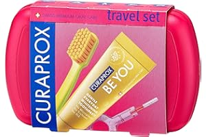 Curaprox CS 5460 Travel Kit Spazzolino Da Denti Con Dentifricio 'be You' | 2 Spazzolini Interdentali Cps Prime 07 E 09 | Kit Per La Cura Dei Denti 9,5 Cm X 6 Cm | Magenta