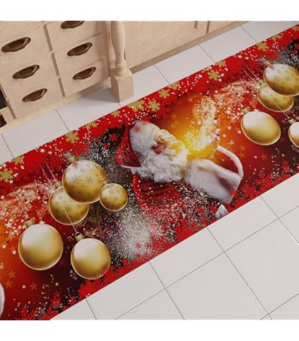 PELLECCHIA 1969 |Tappeto Natalizio Cucina Antiscivolo Lavabile | Passatoia Antimacchia |100% Poliestere| Interni Ed Esterni Stampa Digitale (52 X 250, Alberi E Pupazzi