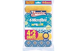 Spontex Mosaik - Pack de 6 Bayetas de Microfibra