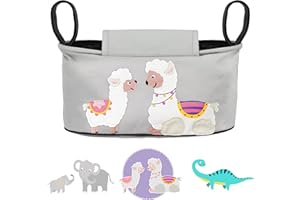 GLÜCKSWOLKE Bolsa Organizadora de Cochecitos para Mamá - 12 Motivos I Bolsos Carritos Bebe - Bolsa Carrito Bebé I Accesorios Coche de Paseo I Bolso para Carro y Sillas de Paseo I Motivo Alpaca (gris)