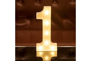 FOCUX LED Number Lights Sign Light Up Number Lights Sign for Night Light Wedding Birthday Party Battery Powered Christmas Lamp Home Bar Decoration（1）