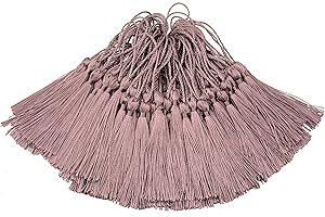 MAKHRY 100pcs 13cm/5 Inch Silky Floss bookmark Tassels with 2-Inch Cord Loop and Small Chinese Knot for Jewelry Making, Souvenir, Bookmarks, DIY Craft Accessory (Dark Taro)