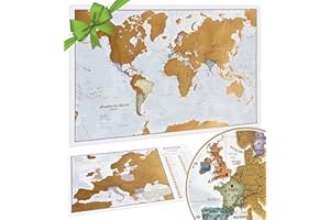 Póster del Mapa Mundi de Rascar + REGALADO: Un Mapa Rascable de Europa | Diseñando Mapas para 50 años | Maps International - Detalles Cartográficos