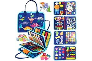 TINIFO Busy Board Montessori Jeux 1 2 3 Ans, Livre Jouet Montessori De DéVeloppement Moteur, IdéAl Cadeau pour Enfants GarçOns Et Filles (Bleu)